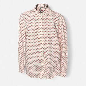 Boden The Classic Shirt Lips Print 100%Cotton Top UK 14R US 10R